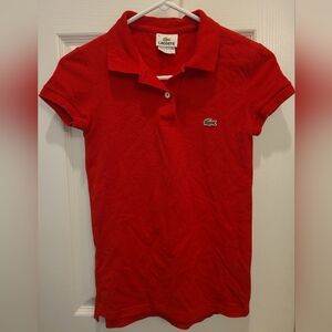 LACOSTE Womens Red Cotton Polo Shirt Size 34 Small